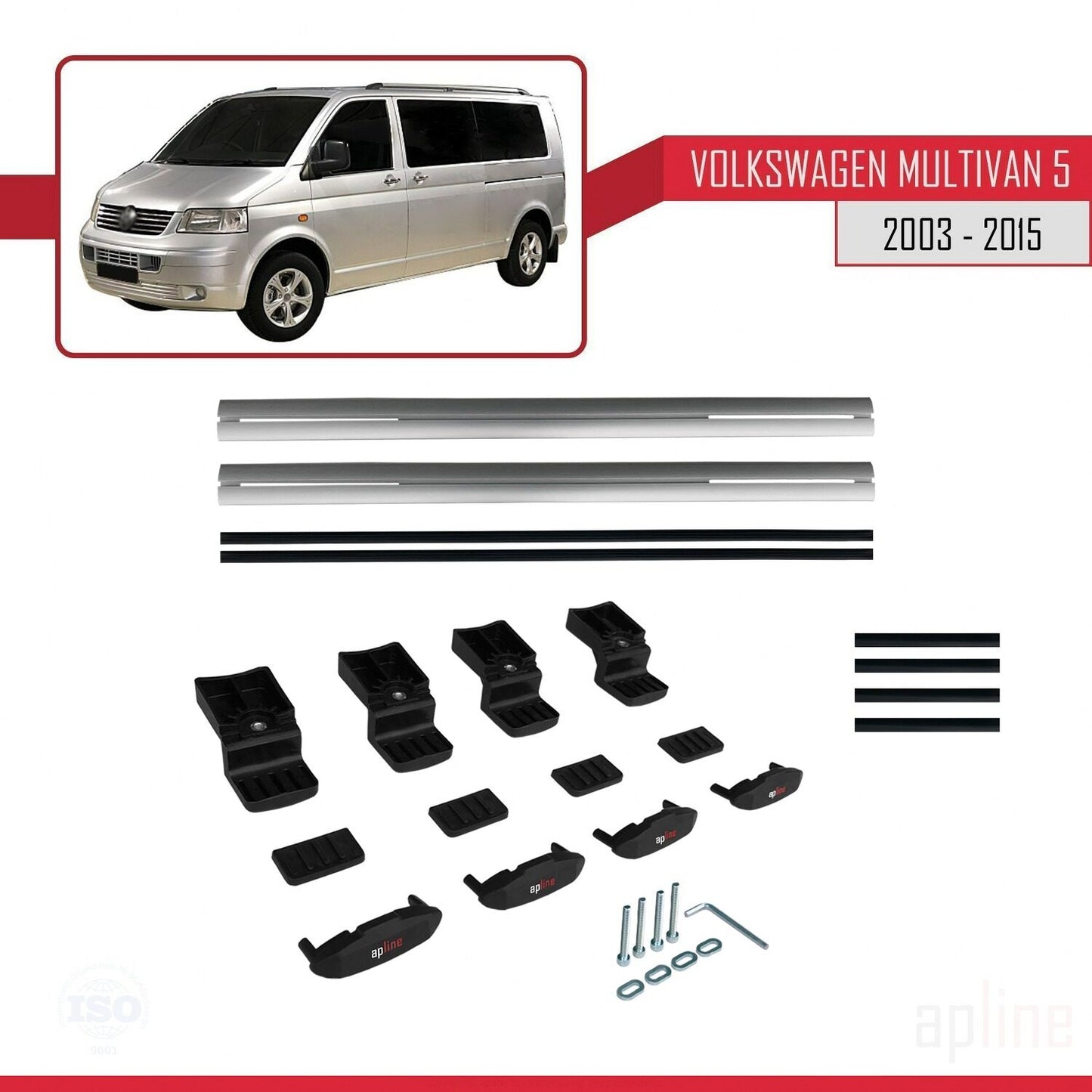 Compatible avec Volkswagen T5 Multivan 2003-2015 BASIC Model Barres de Toit Railing Porte-Bagages de Voiture Gris Aluminium 2 Barres