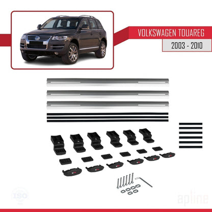 Compatible avec Volkswagen Touareg (7L) 2002-2010 BASIC Model Barres de Toit Railing Porte-Bagages de Voiture Gris Aluminium 3 Barres