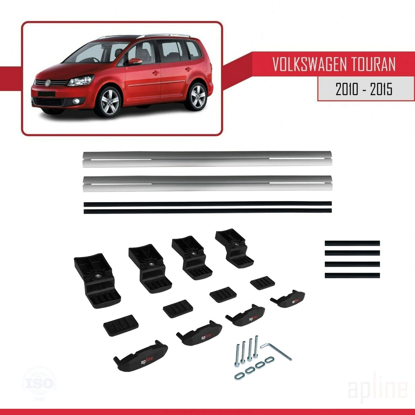 Compatible avec Volkswagen Touran (1T) Post-Facelift 2010-2015 BASIC Model Barres de Toit Railing Porte-Bagages de Voiture Gris Aluminium 2 Barres