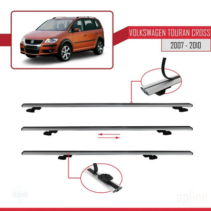 Compatible avec Volkswagen Touran Cross Pre-Facelift 2007-2010 BASIC Model Barres de Toit Railing Porte-Bagages de Voiture Gris Aluminium 2 Barres