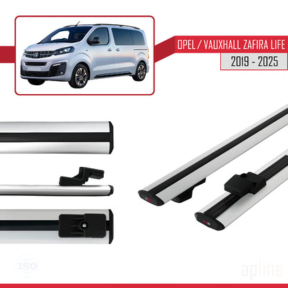 Compatible avec Opel Zafira Life 2019-2025 BASIC Model Barres de Toit Railing Porte-Bagages de Voiture Gris Aluminium 2 Barres