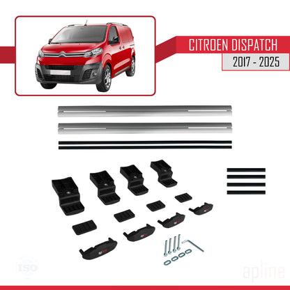 Compatibile con Citroen Dispatch (K0) 2017-2025 modello BASIC Barre portatutto per auto Portapacchi in alluminio grigio 2 barre