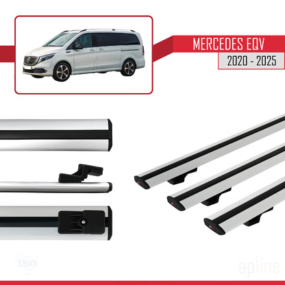 Compatible with Mercedes EQV (W447) 2020-2025 BASIC Model Car Roof Rack Cross Bar Grey Aluminium 3 Bars