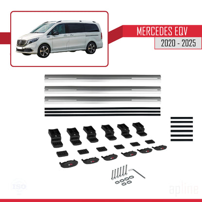 Compatible with Mercedes EQV (W447) 2020-2025 BASIC Model Car Roof Rack Cross Bar Grey Aluminium 3 Bars