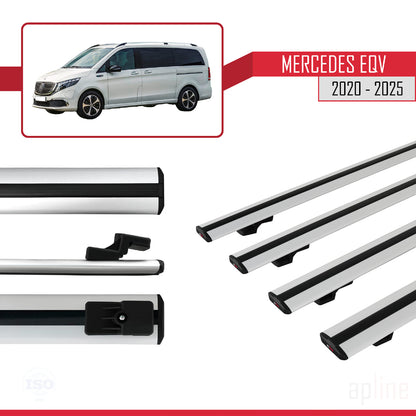 Compatible with Mercedes EQV (W447) 2020-2025 BASIC Model Car Roof Rack Cross Bar Grey Aluminium 4 Bars