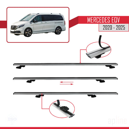 Compatible with Mercedes EQV (W447) 2020-2025 BASIC Model Car Roof Rack Cross Bar Grey Aluminium 4 Bars