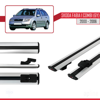 Compatible avec Skoda Fabia (6Y) Break 2000-2006 BASIC Model Barres de Toit Railing Porte-Bagages de Voiture Gris Aluminium 2 Barres