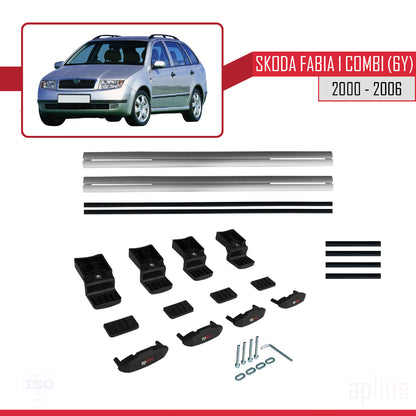 Compatible avec Skoda Fabia (6Y) Break 2000-2006 BASIC Model Barres de Toit Railing Porte-Bagages de Voiture Gris Aluminium 2 Barres