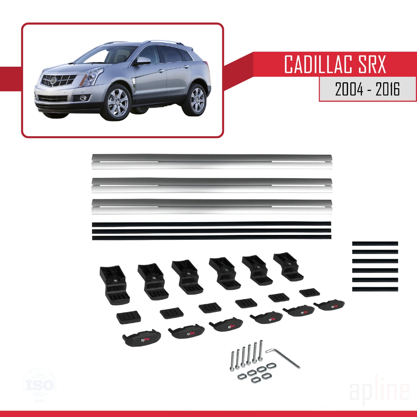 Compatibile con Cadillac SRX modello BASIC 2004-2016 Barre portatutto per auto Portapacchi in alluminio grigio 3 barre