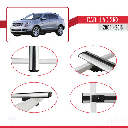 Compatibile con Cadillac SRX modello BASIC 2004-2016 Barre portatutto per auto Portapacchi in alluminio grigio 2 barre