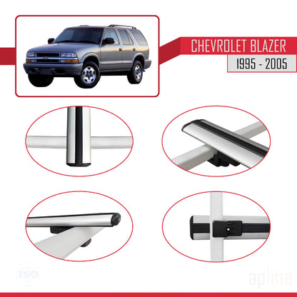 Compatibile con Chevrolet Blazer 1995-2005 modello BASIC Barre portatutto per auto in alluminio grigio 3 barre