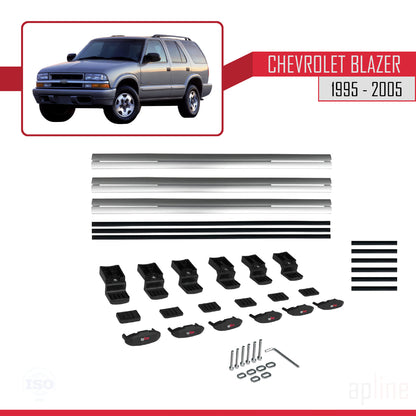 Compatibile con Chevrolet Blazer 1995-2005 modello BASIC Barre portatutto per auto in alluminio grigio 3 barre