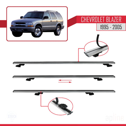 Compatibile con Chevrolet Blazer 1995-2005 modello BASIC Barre portatutto per auto Portapacchi in alluminio grigio 2 barre