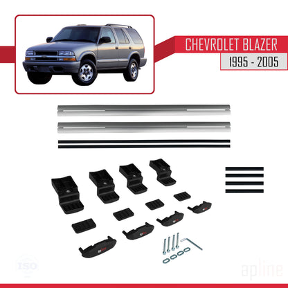 Compatibile con Chevrolet Blazer 1995-2005 modello BASIC Barre portatutto per auto Portapacchi in alluminio grigio 2 barre
