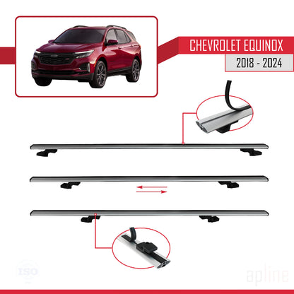 Compatibile con Chevrolet Equinox 2018-2024 modello BASIC Barre portatutto per auto Portapacchi in alluminio grigio 2 barre