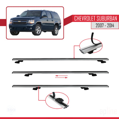 Compatibile con Chevrolet Suburban modello BASIC 2007-2014 Portapacchi per auto in alluminio grigio 3 barre