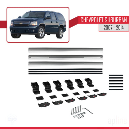 Compatibile con Chevrolet Suburban modello BASIC 2007-2014 Portapacchi per auto in alluminio grigio 3 barre