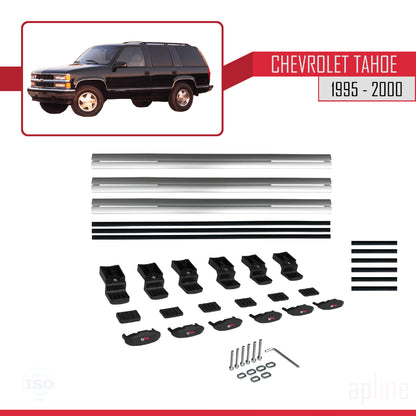 Compatibile con Chevrolet Tahoe modello BASIC 1995-2000 Barre portatutto per auto Portapacchi in alluminio grigio 3 barre