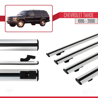Compatibile con Chevrolet Tahoe modello BASIC 1995-2000 Barre portatutto per auto Portapacchi in alluminio grigio 4 barre