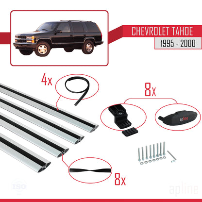 Compatibile con Chevrolet Tahoe modello BASIC 1995-2000 Barre portatutto per auto Portapacchi in alluminio grigio 4 barre