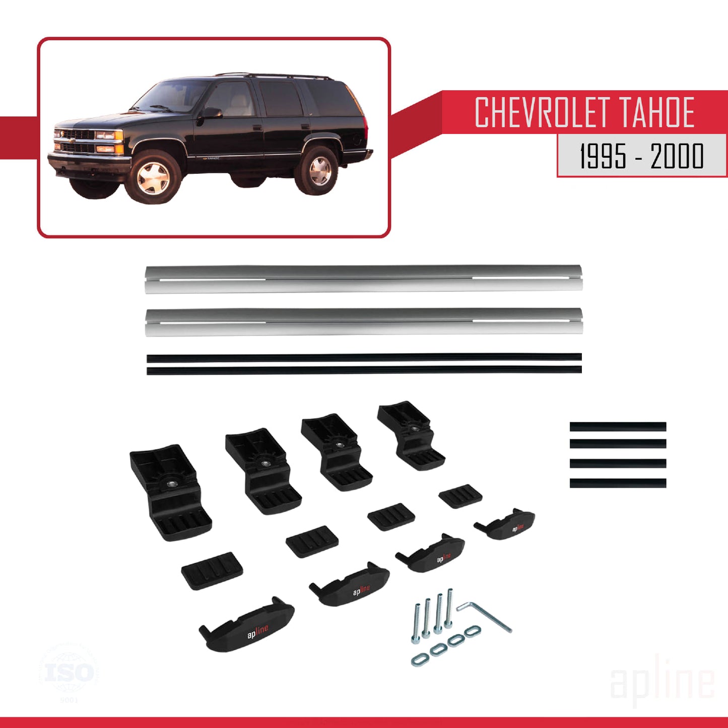 Compatibile con Chevrolet Tahoe modello BASIC 1995-2000 Barre portatutto per auto Portapacchi in alluminio grigio 2 barre