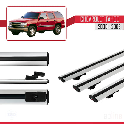 Compatibile con Chevrolet Tahoe modello BASIC 2000-2006 Barre portatutto per auto Portapacchi in alluminio grigio 3 barre