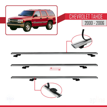 Compatibile con Chevrolet Tahoe modello BASIC 2000-2006 Barre portatutto per auto Portapacchi in alluminio grigio 3 barre