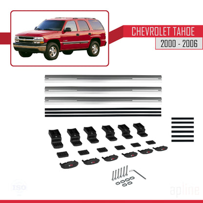 Compatibile con Chevrolet Tahoe modello BASIC 2000-2006 Barre portatutto per auto Portapacchi in alluminio grigio 3 barre