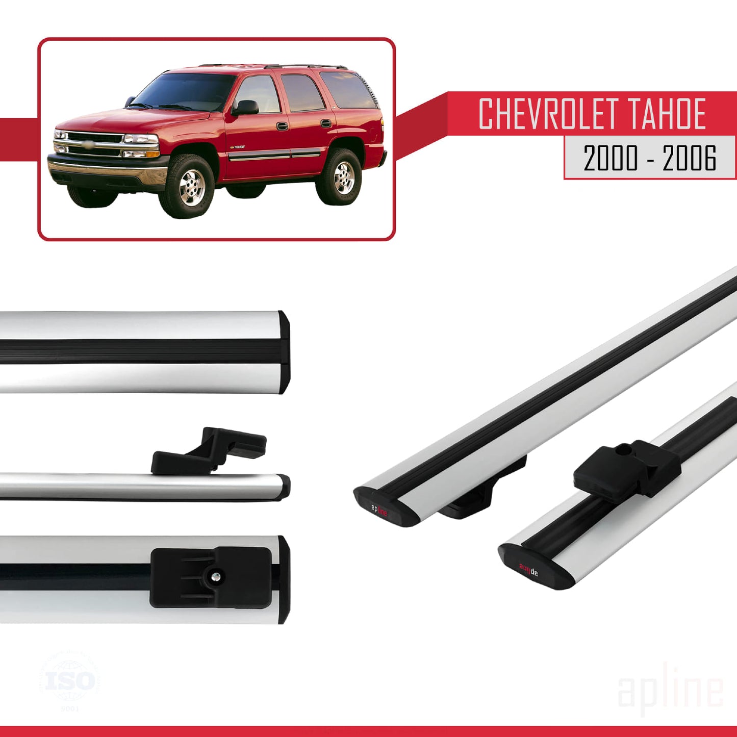 Compatibile con Chevrolet Tahoe modello BASIC 2000-2006 Barre portatutto per auto Portapacchi in alluminio grigio 2 barre