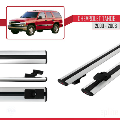 Compatibile con Chevrolet Tahoe modello BASIC 2000-2006 Barre portatutto per auto Portapacchi in alluminio grigio 2 barre