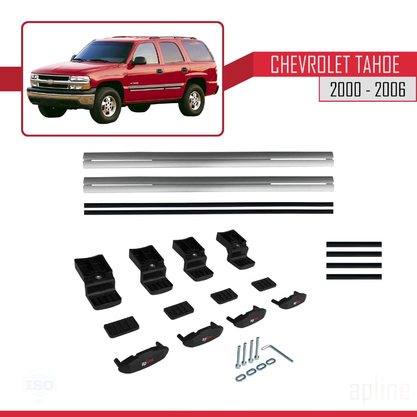 Compatibile con Chevrolet Tahoe modello BASIC 2000-2006 Barre portatutto per auto Portapacchi in alluminio grigio 2 barre