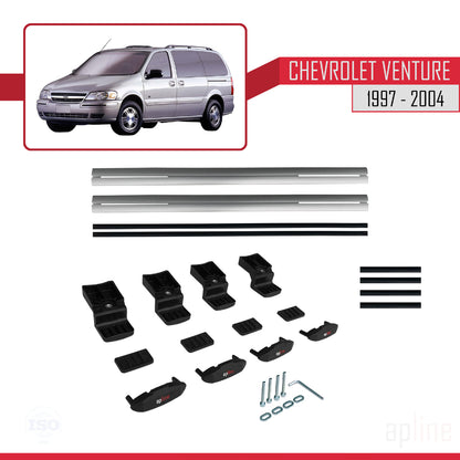 Compatible with Chevrolet Venture 1997-2004 BASIC Model Car Roof Rack Cross Bar Grey Aluminium 2 Bars