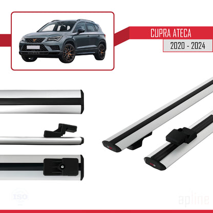 Compatibile con Cupra Ateca modello BASIC 2020-2024 Barre portatutto per auto Portapacchi in alluminio grigio 2 barre