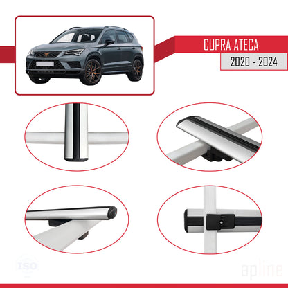 Compatibile con Cupra Ateca modello BASIC 2020-2024 Barre portatutto per auto Portapacchi in alluminio grigio 2 barre