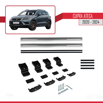 Compatibile con Cupra Ateca modello BASIC 2020-2024 Barre portatutto per auto Portapacchi in alluminio grigio 2 barre
