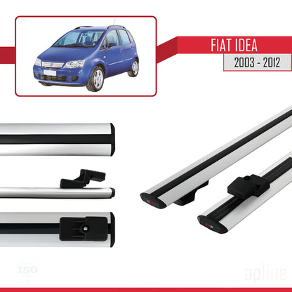 Kompatibel mit Fiat Idea 2003-2012 Basismodell Dachgepäckträger, graues Aluminium, 2 Stangen