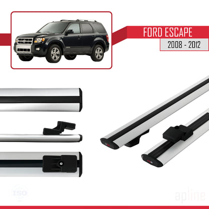 Compatibile con Ford Escape 2008-2012 modello BASIC Barre portatutto per auto Portapacchi in alluminio grigio 2 barre