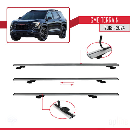 Compatibile con GMC Terrain 2018-2024 modello BASIC Barre portatutto per auto in alluminio grigio 3 barre