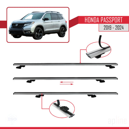 Compatibile con Honda Passport 2019-2024 modello BASIC Barre portatutto per auto Portapacchi in alluminio grigio 3 barre