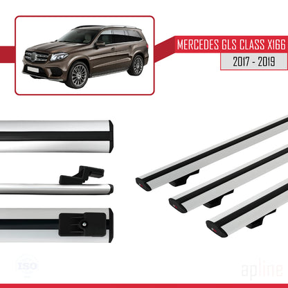 Compatibile con Mercedes GLS Class X166 2017-2019 BASIC Model Barre Tetto Portapacchi Auto Barre Portatutto Grigo Alluminio 3 Barre