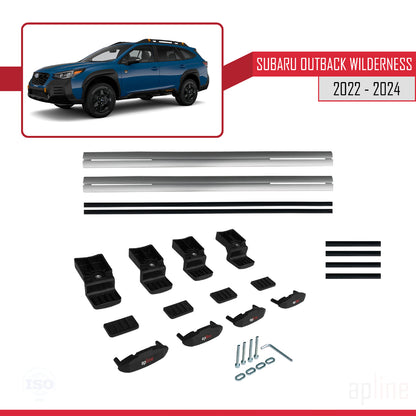 Compatible avec Subaru Outback Wilderness 2022-2024 BASIC Model Barres de Toit Railing Porte-Bagages de Voiture Gris Aluminium 2 Barres