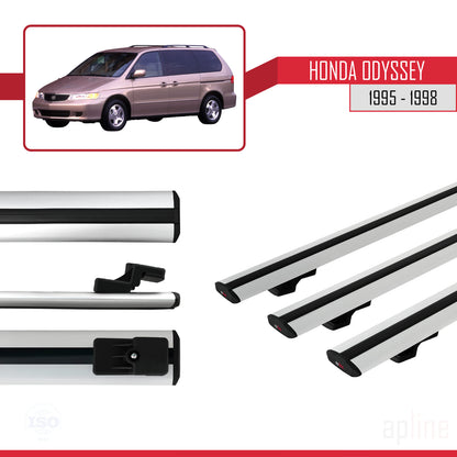 Compatibile con Honda Odyssey 1995-1998 modello BASIC Barre portatutto per auto Portapacchi in alluminio grigio 3 barre