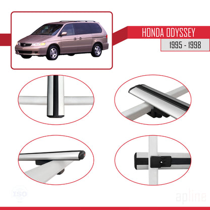 Compatibile con Honda Odyssey 1995-1998 modello BASIC Barre portatutto per auto Portapacchi in alluminio grigio 3 barre
