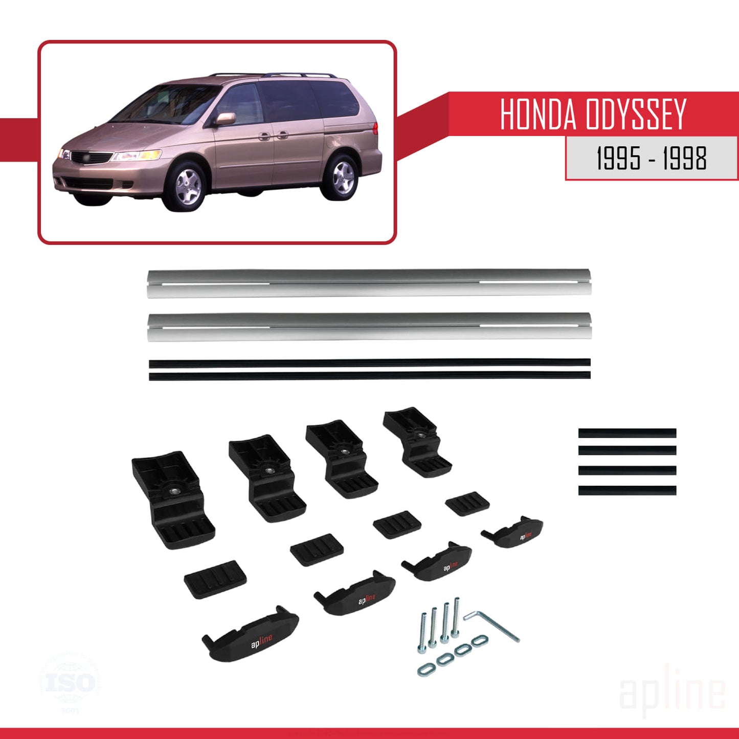 Compatibile con Honda Odyssey 1995-1998 modello BASIC Barre portatutto per auto Portapacchi in alluminio grigio 2 barre