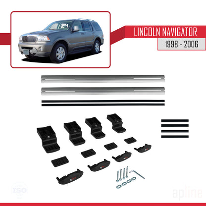 Compatible avec Lincoln Navigator 1998-2006 BASIC Model Barres de Toit Railing Porte-Bagages de Voiture Gris Aluminium 2 Barres