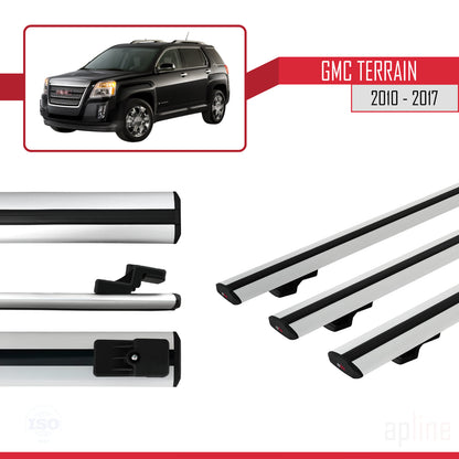 Compatibile con GMC Terrain 2010-2017 modello BASIC Barre portatutto per auto in alluminio grigio 3 barre