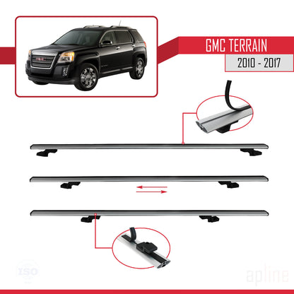 Compatibile con GMC Terrain 2010-2017 modello BASIC Barre portatutto per auto in alluminio grigio 2 barre