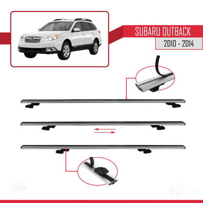 Compatible avec Subaru Outback 2010-2014 BASIC Model Barres de Toit Railing Porte-Bagages de Voiture Gris Aluminium 3 Barres