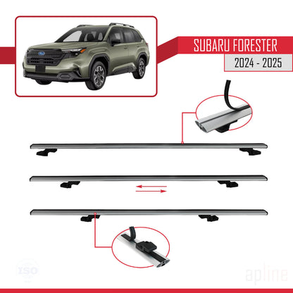 Compatible with Subaru Forester (Raised Roof) 2024-2025 BASIC Model Car Roof Rack Cross Bar Grey Aluminium 3 Bars