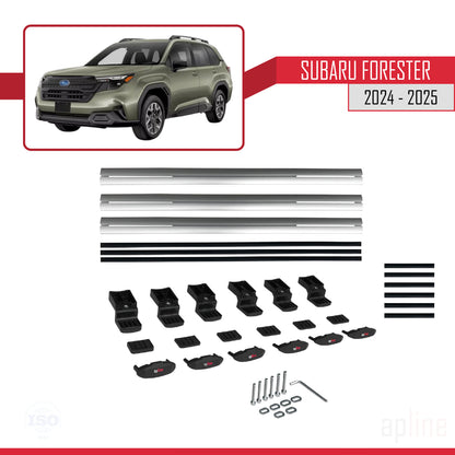Compatible with Subaru Forester (Raised Roof) 2024-2025 BASIC Model Car Roof Rack Cross Bar Grey Aluminium 3 Bars